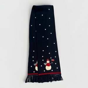 Grandmacore Christopher & Banks Christmas Scarf Snowman Stars USA 68 In Winter